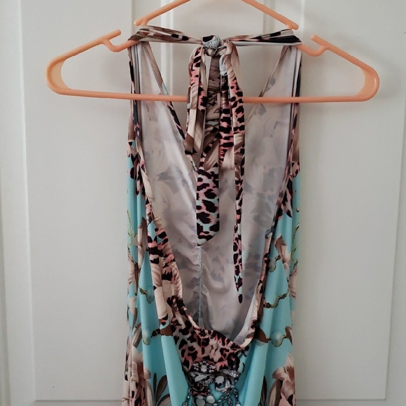 VENUS Blue Halter Sleeveless Maxi Dress - Picture 3 of 5